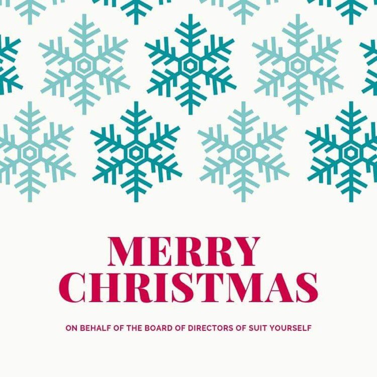 On behalf of the Board &amp; Team at Suit Yourself, we hope you have a very Merry Christmas! 🎄🎅🌟
