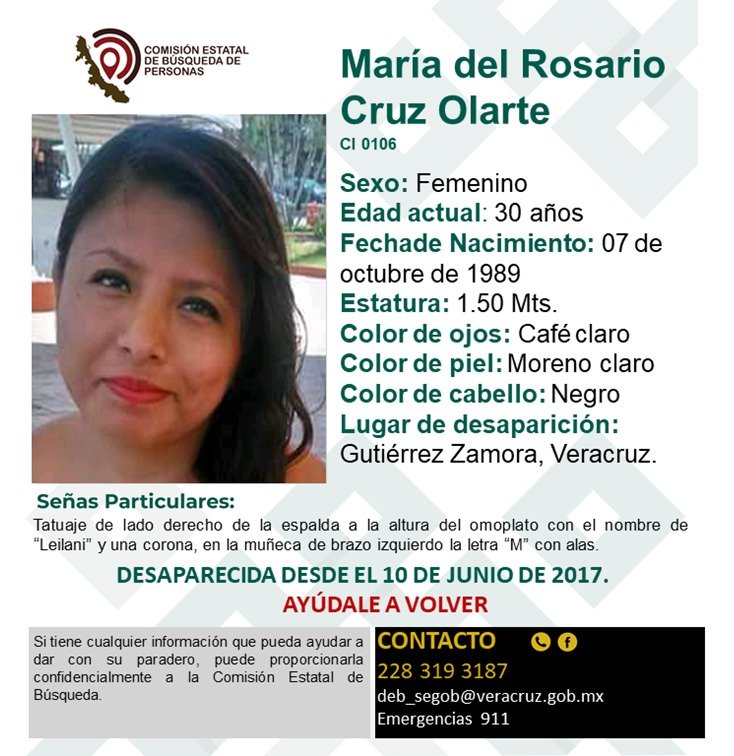 #Busco a mi hija #MariaDelRosarioCruzOlarte.
Sr. Presidente <a href="/lopezobrador_/">Andrés Manuel</a>  ayúdeme a localizarla.
<a href="/Busqueda_MX/">Comisión Nal. de Búsqueda Mx</a>
<a href="/M_OlgaSCordero/">Olga Sánchez Cordero</a>
<a href="/kiquinta/">Karla Quintana O.</a>
<a href="/CEAVmex/">CEAV</a>
 <a href="/A_Encinas_R/">Alejandro Encinas</a>
<a href="/busqueda_cdmx/">Comisión de Búsqueda CDMX</a> 
<a href="/_LaAlameda/">@_LaAlameda</a>
<a href="/CNDH/">CNDH en México</a>
<a href="/LaAlamedaVer/">LaAlamedaVeracruz</a>
<a href="/Fam_Unidas_AC/">FamUnidasporunacausa</a> 
<a href="/KassandraNuna/">Kassandra NuNa</a> 
<a href="/ReynaQu45720116/">Reyna Quintero</a> 
<a href="/sangrederebelde/">🇲🇽 Colectivo De Búsqueda SangreDeRebelde🇲🇽</a>
