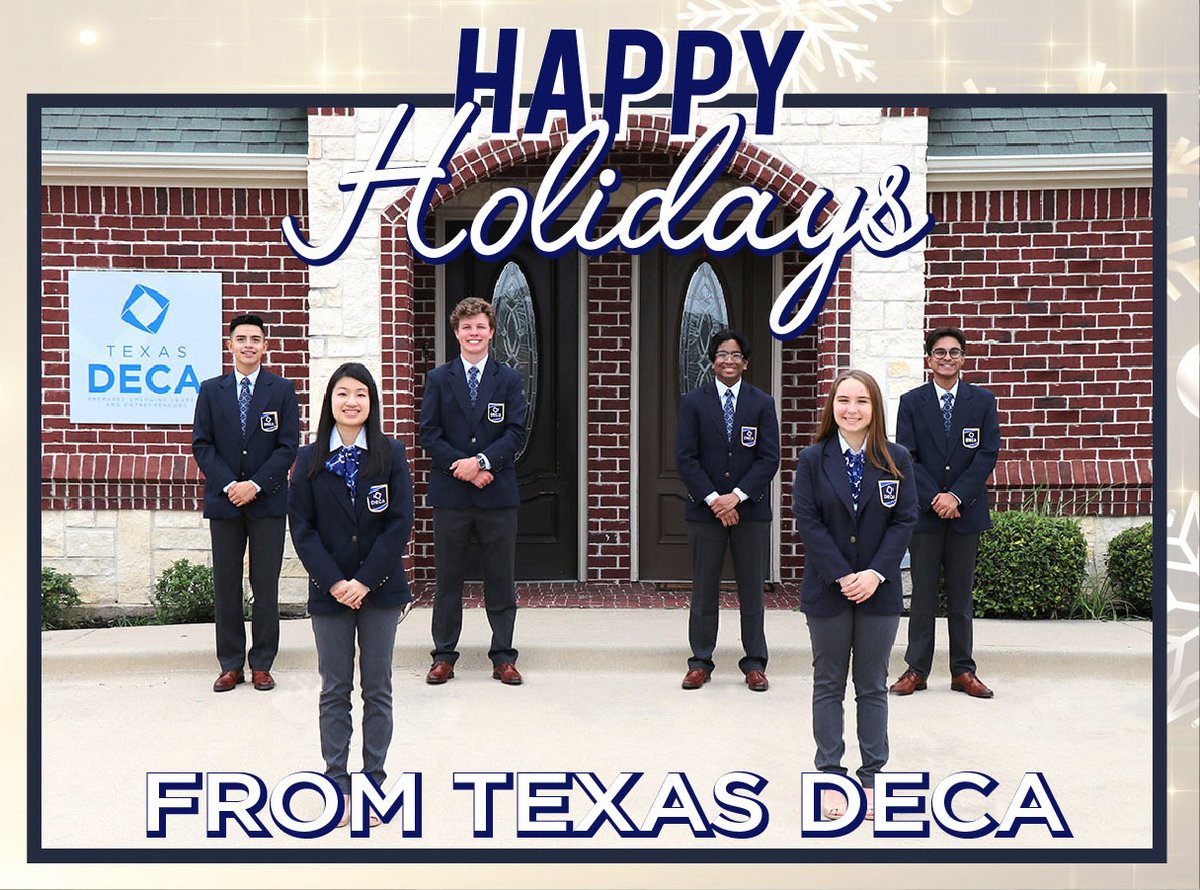 TexasDECA's tweet photo. On the twenty-fifth and final day of 25 Days of DECA, Texas DECA would like to wish everyone Happy Holidays! https://t.co/red0Ca2WLE