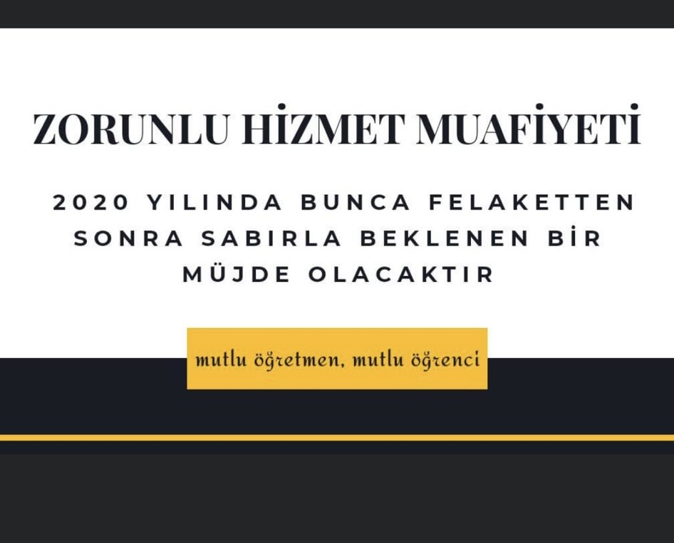 Zorunluyu ErtelemeAffet

📌Daha önce 4 kez uygulandı
📌10 yıl oldu. Pandemi süreci muafiyeti gerekli kıldı.
📌Sağlık kurullarından rapor, işyerlerinden belge alamayacak olan yüzlerce öğretmen mağduriyet endişesi duyuyor.<a href="/ziyaselcuk/">Ziya Selçuk</a>
<a href="/omerinan06/">Ömer İNAN</a>
<a href="/OlcayKilavuz/">Olcay Kılavuz 🇹🇷</a>
<a href="/yildirimkaya40/">Yıldırım Kaya</a>