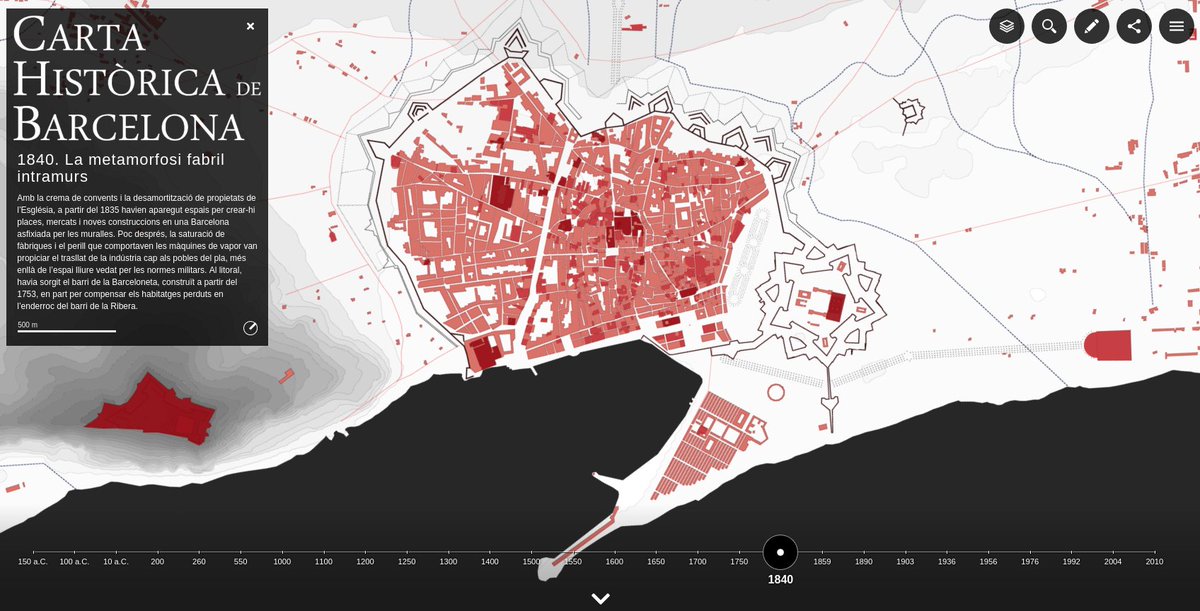 "Carta Històrica de Barcelona" This fantastic interactive map teaches us about the urban history of Barcelona. No doubt one of the prettiest cities that I ever visited. Source: buff.ly/3mPzJ5M