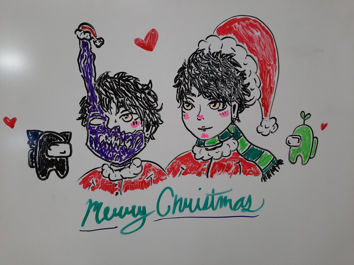 Things I want for Christmas:
Corpse husband's merch
Sykkuno to see this tweet and ♡
Corpse to see this tweet and ♡
To play among us at least once with <a href="/Corpse_Husband/">Corpse Husband</a> and <a href="/Sykkuno/">Sykkuno</a>
Merry Christmas to all who celebrate and Happy Holidays to all else ♡
(Drew this on a whiteboard)