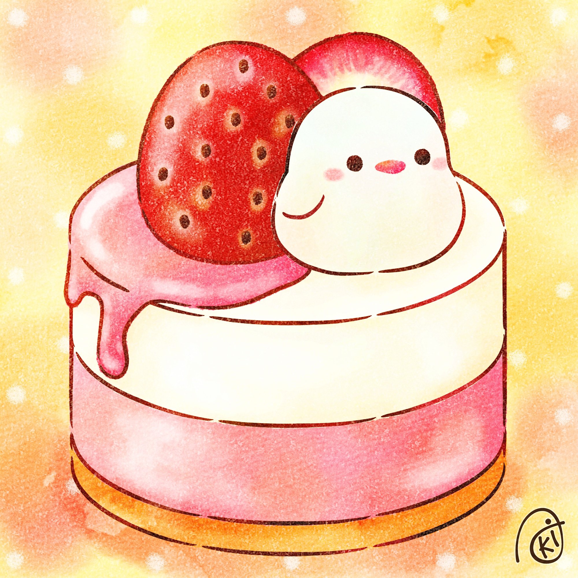 Aki いちごミルクケーキ イラスト お絵描き 小鳥 文鳥 いちごミルク ケーキ T Co 7ijdmlpkfx Twitter