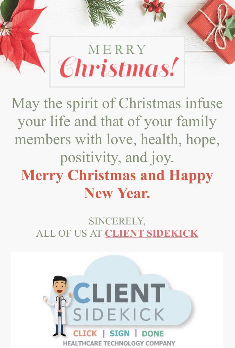 ClientSideKick's tweet image. Merry Christmas from our family to yours! Wishing everyone a happy and healthy holiday season.  #merrychristmas🎄