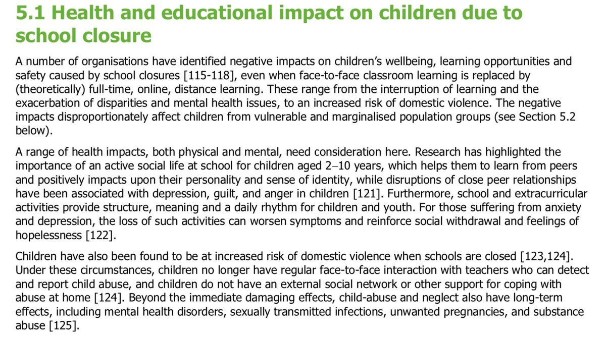 When the  @CDCgov document on reopening schools was released, we were told that the emphasis on mental health was "because Donald Trump," so I invite Americans to read the  @ECDC_EU's words about the impact of closures on child mental health, well-being, and domestic violence risk.