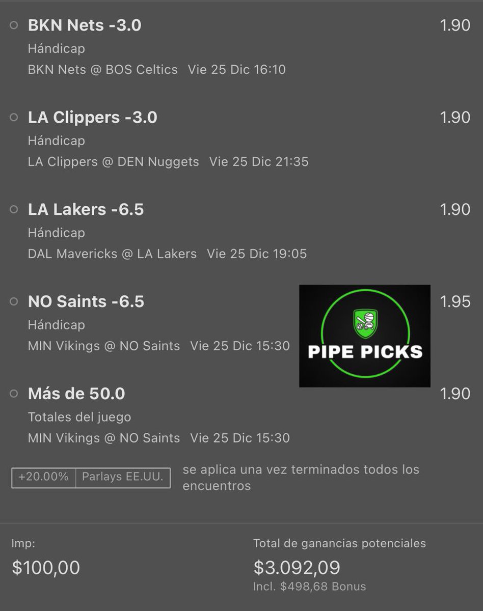 PicksPipe's tweet photo. Parlay Navideño 🎄🍀🤑 https://t.co/AdjkuU7zLX
