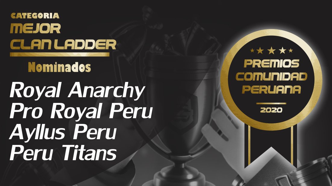 Los nominados para la categoría
MEJOR EQUIPO LADDER son
<a href="/RoyalAnarchyCR/">⚡Royal Anarchy⚡</a>
<a href="/peru_royal/">Pro Royal..PERU</a>
@ayllus_ladder
<a href="/PeruTitans/">Peru Titans</a>
Dejen en los comentarios quién merece este reconocimiento.