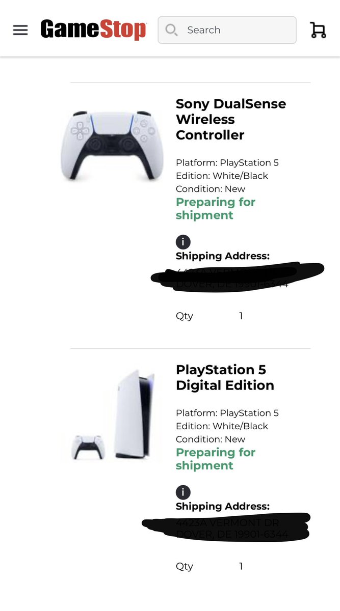 themaddog03's tweet photo. Who pre-ordered the PS5 bundle from gamestop? Might come in earlier than expected 🧐 Better late than never! Also thank you @PS5Drop @jakerandall @ChitoGaminYT @spieltimes for all your help! https://t.co/Dv7PLBBDhc