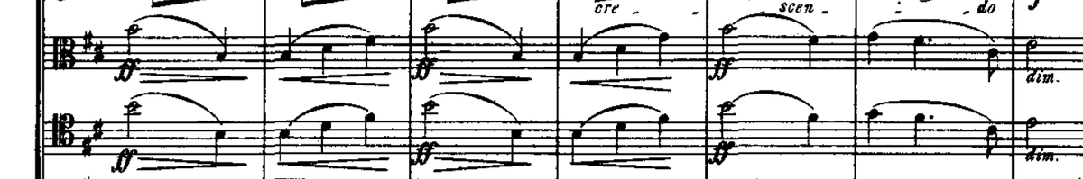 Basically, the more < > pac-man symbols you see in a piece of sheet music, the more the composer is playing with the loudness and softness of a song. ("crescendo", "ff", and "dim" [pictured here] are also all musical directions for volume). sorry for making u learn w/o ur consent