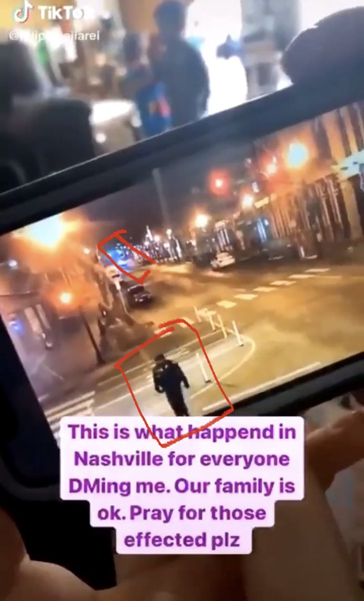 In a screenshot of one of the videos reportedly from the explosion, a person can be seen along with blue lights in the background far away from where the explosion occurred. Speculation is it could be police blocking off the area but again, just speculation.