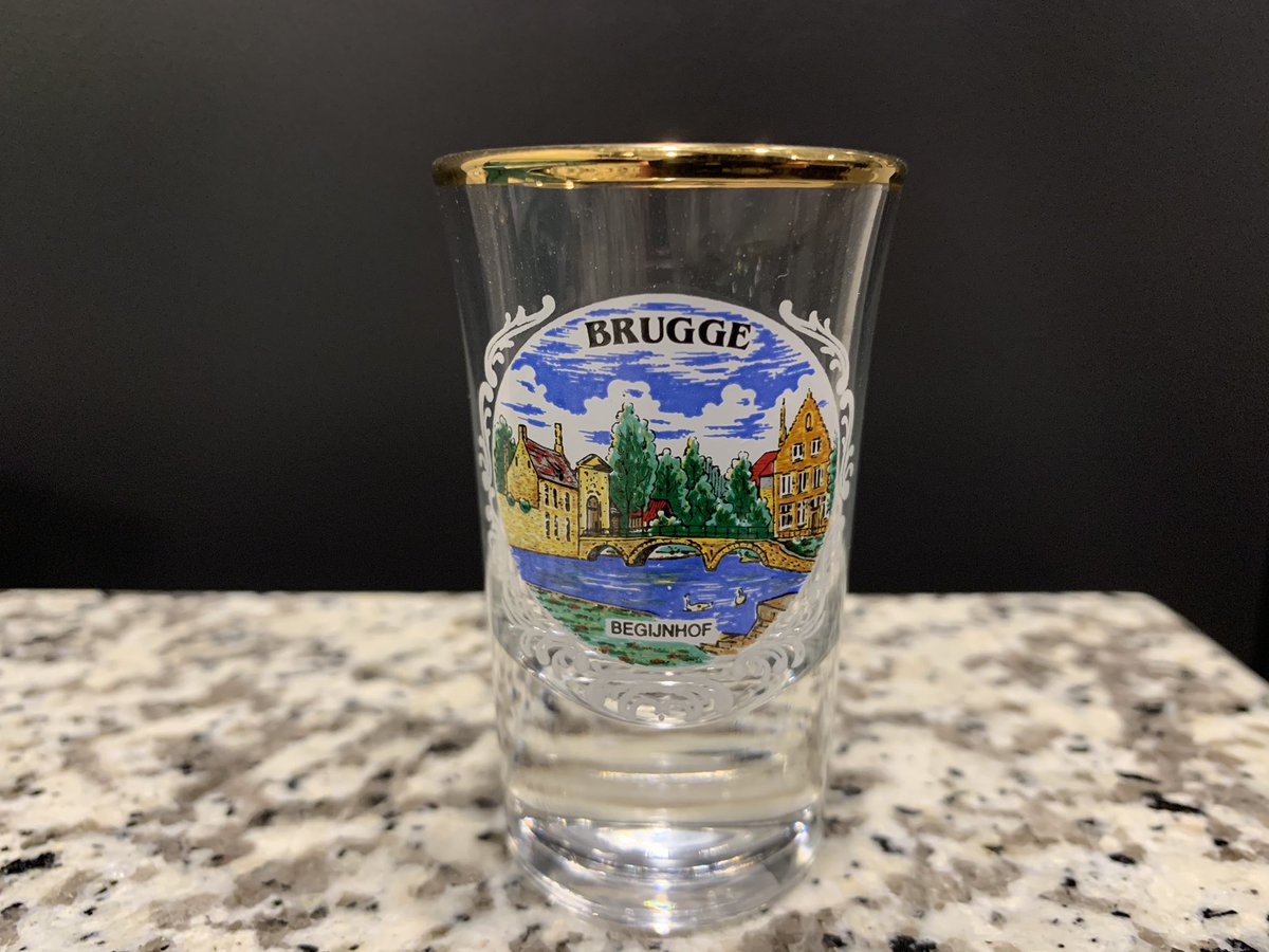 Day 55: In lieu of travel I’d like to do a tour of past trips via shot glasses. This was from Bruges, my favorite place to visit when we lived in Europe. Very quaint and picturesque! 