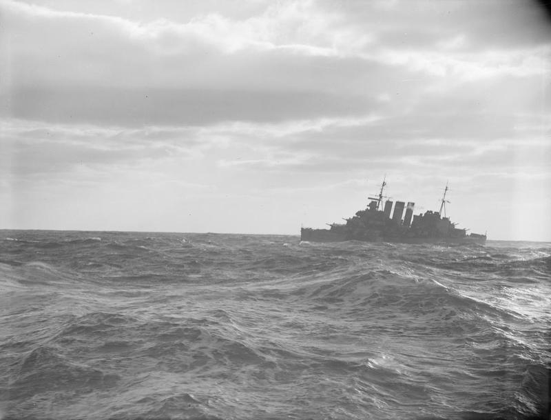 Unbeknown to Capt Meisel, however, due to its importance, WS5A was already extremely well escorted, & just two minutes later, the largest of the three cruisers with the convoy, HMS Berwick, which matched Hipper in speed & eight 8in guns appeared through the squalls & opened fire.