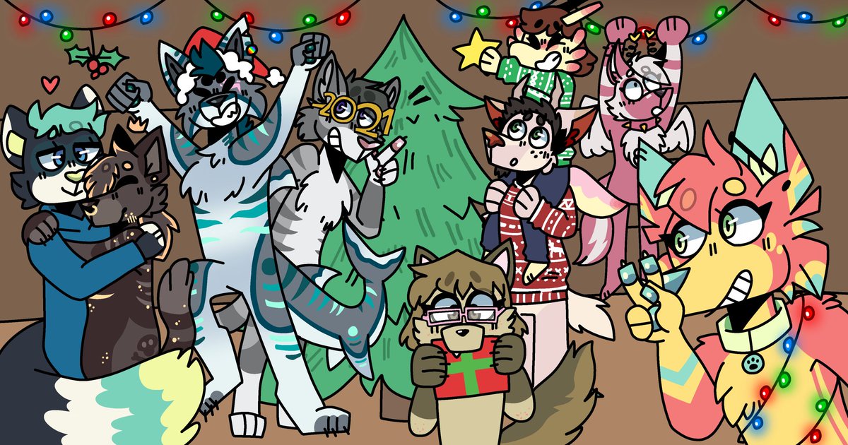 Aikoolts's tweet photo. 🎄✨ MERRY CHRISTMAS!
I finished this about 2-3 weeks ago but I wanted to post it today to wish u all a merry xmas! 😽😽😽
Thank u for participating in this ych 
-@OtakuKatty1 
-@SilvyCatTbonist 
-@GonTheLizard 
-@puffthefoxywolf 
-@KattheDuck1 
-@OpusFloof https://t.co/saLjYebPug