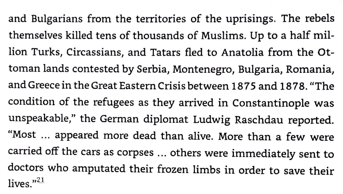 Between the first Serb uprising in 1804 & the end of the post-WWI chaos, 935k Moslems were driven from the Balkans & 1.735 million were killed. There were 500k Moslem refugees to Anatolia in 1875-1878 alone.