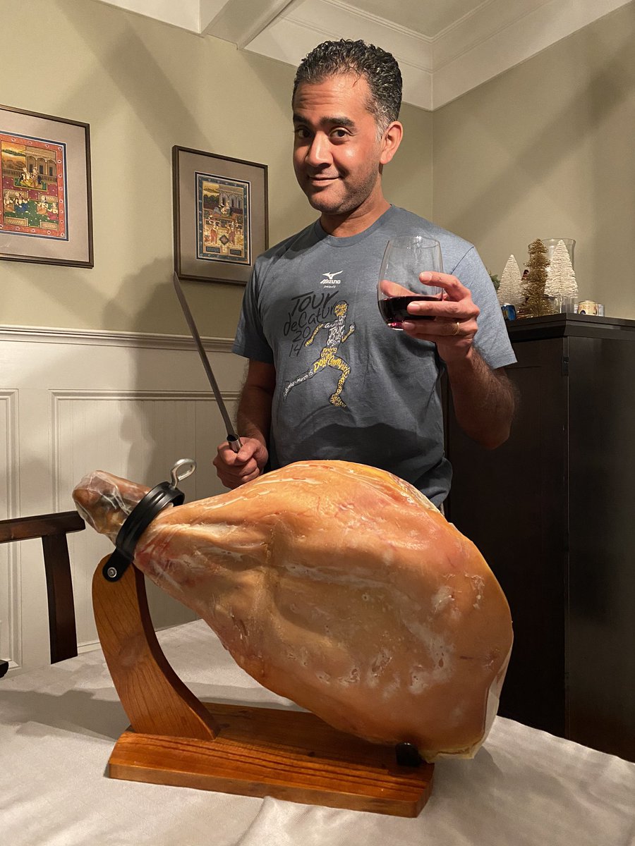 jaybvarkey's tweet photo. No, I haven’t seen my parents in >1 year. Yes, I bought a giant Serrano ham because I am mad about it. No, I regret nothing. *Until vaccines are available for all, avoid spending time indoors unmasked with people outside your household* https://t.co/y68rbMTLTu