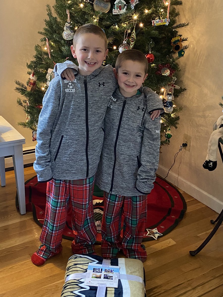It wouldn’t be Christmas w/o the boys getting some new @HHSIndianSoccer swag! We hope every1 in <a href="/han_athletics/">Hanover HS Athletics</a> land had an enjoyable holiday! #TeamFirst