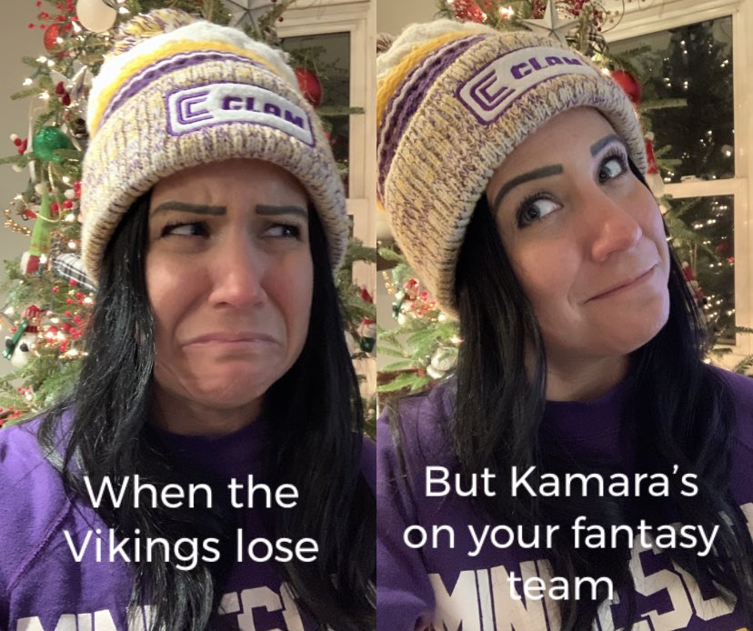 MaryKrz's tweet photo. I love my @Vikings but damn @A_kamara6  6 TDs! 😳 @Saints #FantasyFootballPlayoffs #fantasyfootball #alvinkamara #MinnesotaVikings #MerryChristmas #Vikings https://t.co/LKzM2tzbox