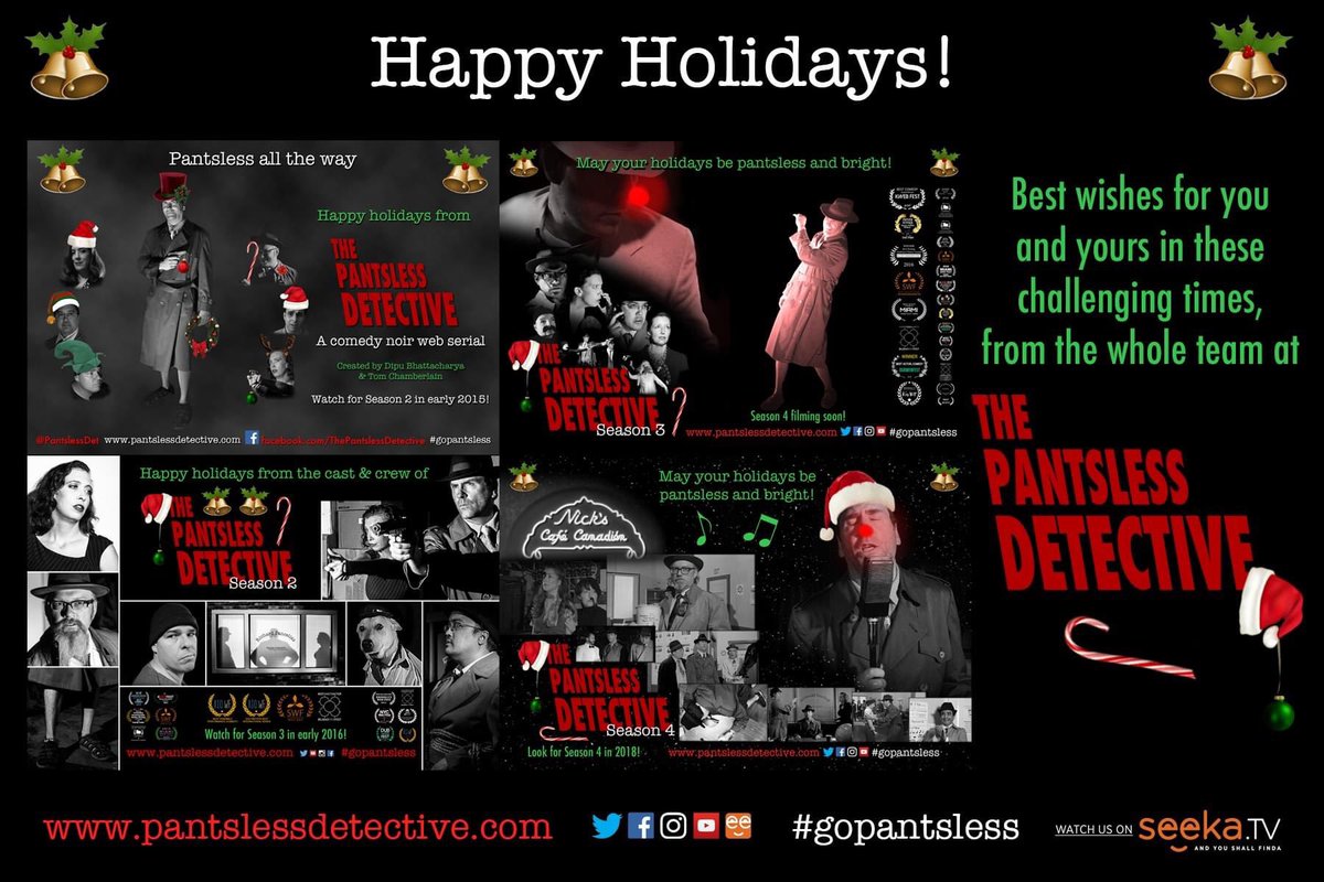 Pantsless Detective (@pantslessdet) on Twitter photo Happy holidays from the cast & crew of The Pantsless Detective! Here’s hoping for better times ahead. #gopantsless <a href="/TRChamberlain13/">Tom Chamberlain</a> <a href="/thedipu/">Dipu Bhattacharya</a> <a href="/TemperancePants/">Amy Lewis</a> @SeekaTV Happy holidays from the cast & crew of The Pantsless Detective! Here’s hoping for better times ahead. #gopantsless <a href="/TRChamberlain13/">Tom Chamberlain</a> <a href="/thedipu/">Dipu Bhattacharya</a> <a href="/TemperancePants/">Amy Lewis</a> @SeekaTV