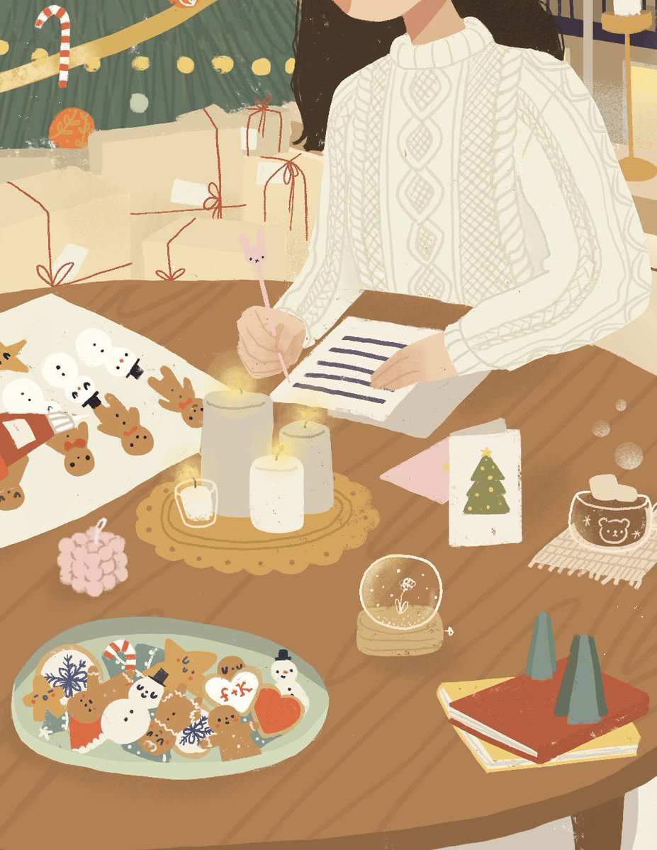 honeykikistudio's tweet photo. merry christmas to those who celebrate! i made this piece for my bf and i :3 🎄🤍 https://t.co/R9uGNKdCdW