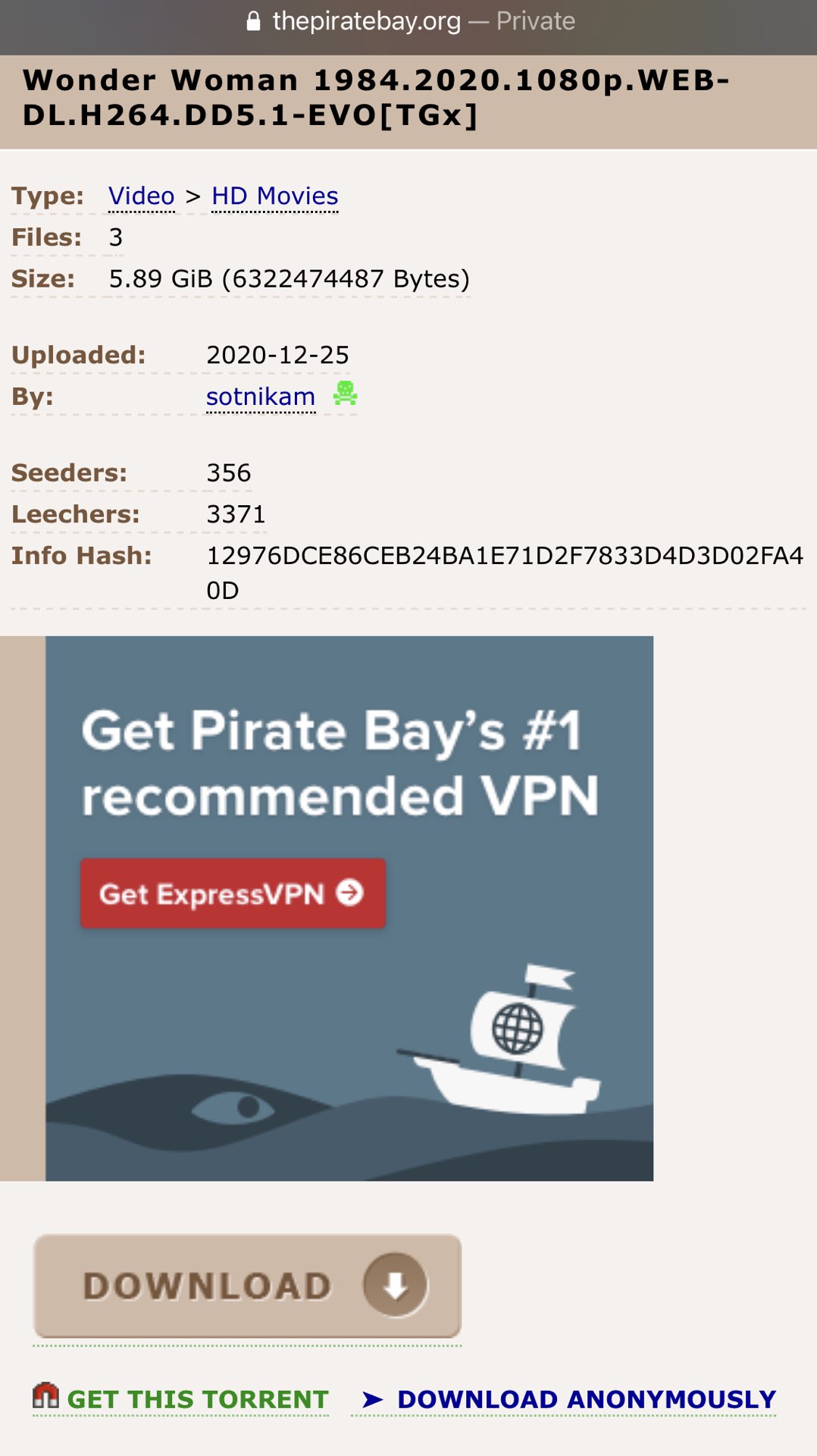 Albo75 В X: „Ya Está WonderWoman En Los Torrents.