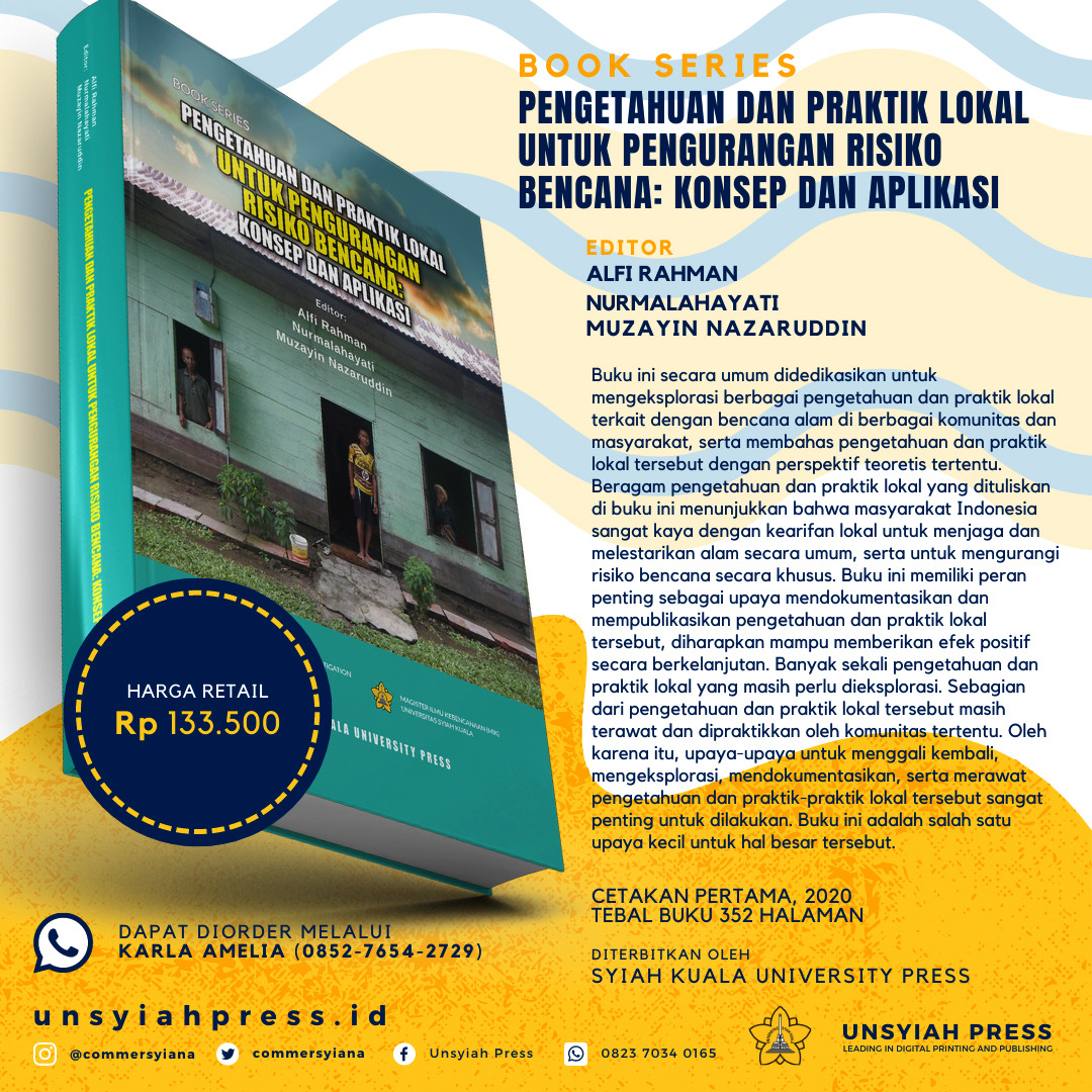 Finally published. Mengenang tragedi tsunami 2004.  Buku ini didedikasikan utkmengeksplorasi berbagai pengetahuan dan praktik lokal  terkai bencana alam di berbagai komunitas &amp; masyarakat, serta membahas pengetahuan dan praktik lokal tersebut dengan perspektif teoretis tertentu.