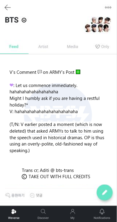 Bts Translations Bangtansubs V S Moment Oh It S Working T N V Earlier Posted Moments Which Are Now Deleted Where He Asked Armys To Trend The Phrase Everyone Worked Really