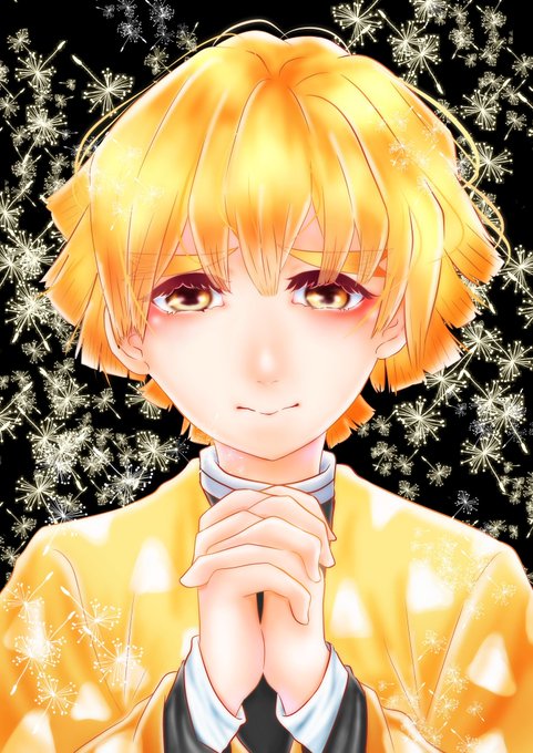 りーさんがTwitterに投稿した我妻善逸(鬼滅の刃)のイラスト。