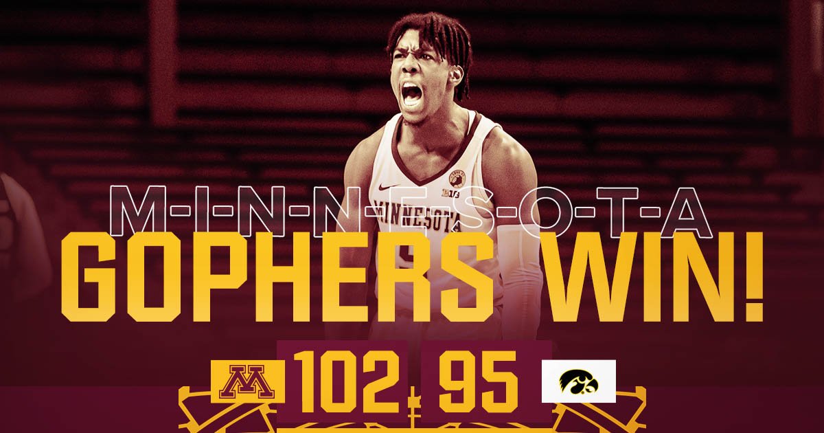 GopherMBB's tweet image. And to all a good night!

#Gophers complete the upset of No. 4 Iowa!