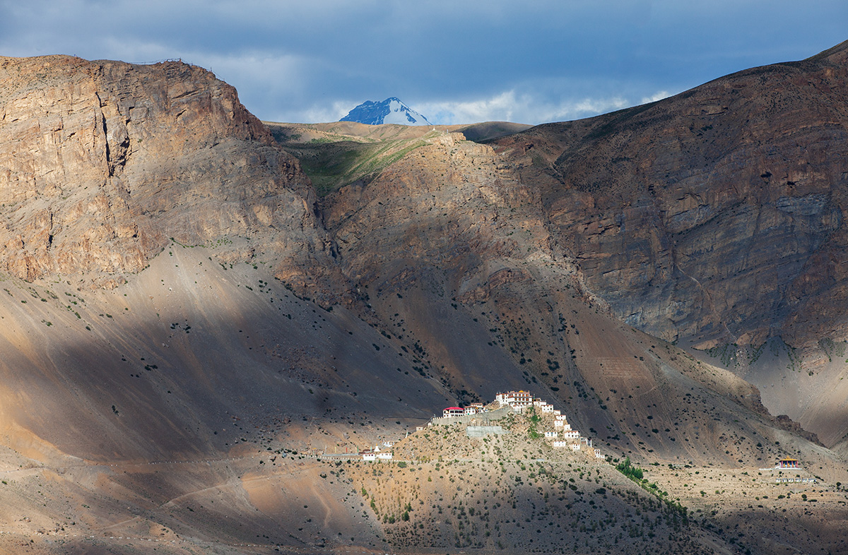 It's worth stepping back a bit to understand the magnificent setting that this monastery is located in. While it's already high up the valley, the mountains reach out to greater height. High above, you see Chau Chau Kang Nilda peak, over 6,000m high and perennially snow-capped.