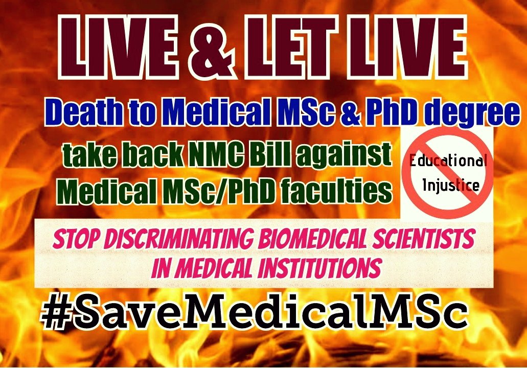 NR49417962's tweet photo. Medical MSC PhD's have been working in medical education for the past 5 decades.. Give a thought at least about their families survival.. A person with advanced age can't shift his job at this juncture. @NMC_IND seems to be so loyal to their non clinical MD's.. #saveMedicalMScPhD https://t.co/B2QjarAsVR
