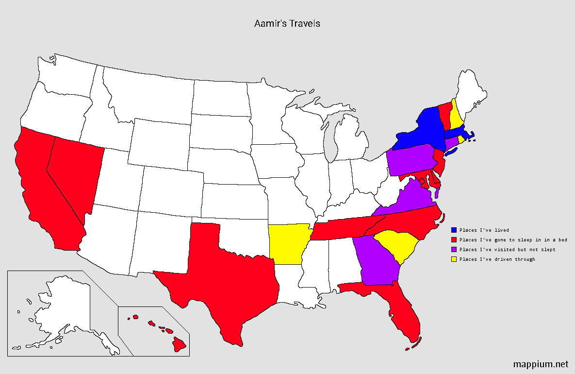 slamlam420's tweet photo. Map of my travels in the United States, as of 2020 https://t.co/PiYb0jq9Ax