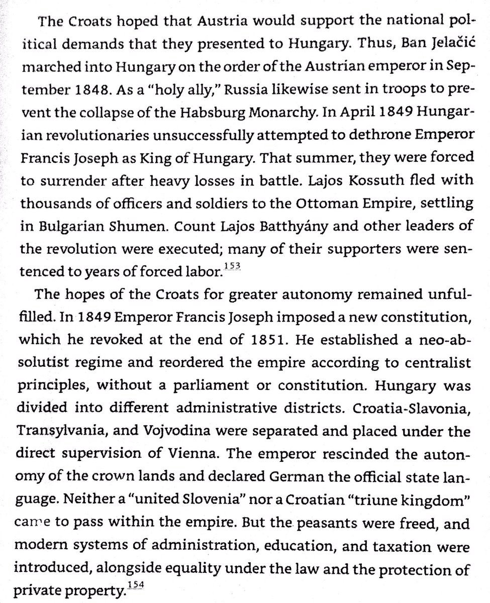 Croats supported the Hapsburgs in the 1848 revolutions, hoping for autonomy. Hapsburgs instead recentralized the empire.
