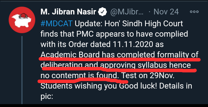 AyeshaM57852709's tweet photo. #weacceptpmc : Below is the evidence that court has itself approved the syllabus. Not even a single question was out of this in NMDCAT examination 2020. Syllabus was not the textbooks. Syllabus was the outlines given by PMC. So how the paper can be invalid?@MJibranNasir @pmc_org_ https://t.co/KD18jXbGj7