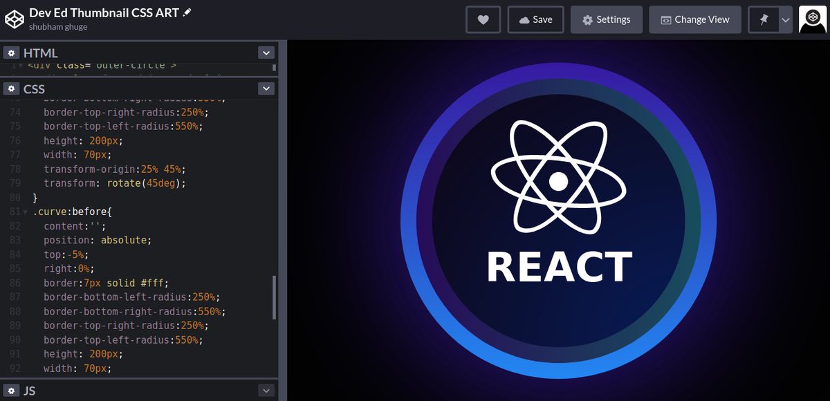 _shubham_ghuge_'s tweet image. Tried to Re-Create @developedbyed
  video thumbnail using pure css.
P.s.This is my first CSS art
#100DaysOfCode  #purecss #CSS  #css_art