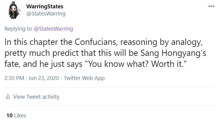 The former is a central theme in the Salt and Iron Discourses:  http://www2.iath.virginia.edu/saxon/servlet/SaxonServlet?source=xwomen/texts/yantie.xml&style=xwomen/xsl/dynaxml.xsl&chunk.id=d2.21&toc.depth=1&toc.id=d2.24&doc.lang=bilingual