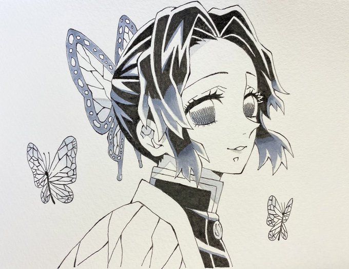 鬼滅の刃「「胡蝶三姉妹の夕べ」のイラスト線画です。 #模写 #鬼 鬼滅の刃「「胡蝶三姉妹の夕べ」のイラスト線画です。 #模写 #鬼