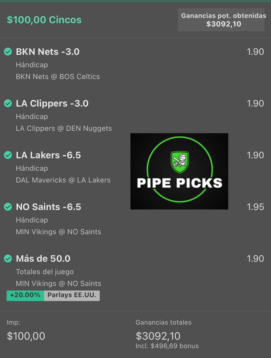 PicksPipe's tweet photo. Se ganó el parlay Navideño con momio 30.92🤑🤑🤑🤑🤑🤑🤑🤑🍀🎄 https://t.co/vB4ibNQ9Zk