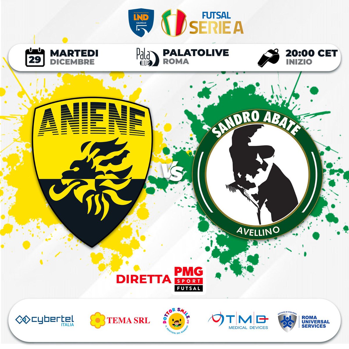 📌 L’ultima partita del 2020 

Martedì 29 dicembre
alle ore 20.00

Cybertel Aniene - Sandro Abate 
per la 13’ giornata 

Al PalaToLive
❌🚪 A porte chiuse
🎥 Diretta PMGSport Futsal

💛#veroAmore 🦁#HearMeRoar