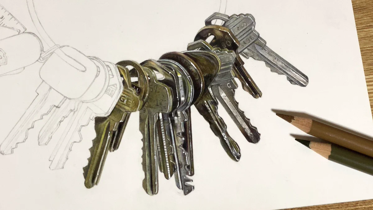 紙の上に鍵？リアルな鍵のイラストがこれ！