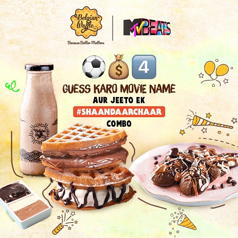 MTVBeats's tweet image. Bollywood bhara hai agar in every vein toh pehchaano iss movie ka name! Aapka answer jitayega aapko shandaar chaar combo aur #MTVBeats merchandise!
Sirf 2 easy steps se:
1) Follow us &amp;amp; @belgianwaffleco
2) Answer correctly in the comment. Aur first 5 comments jeetenge combo 😉