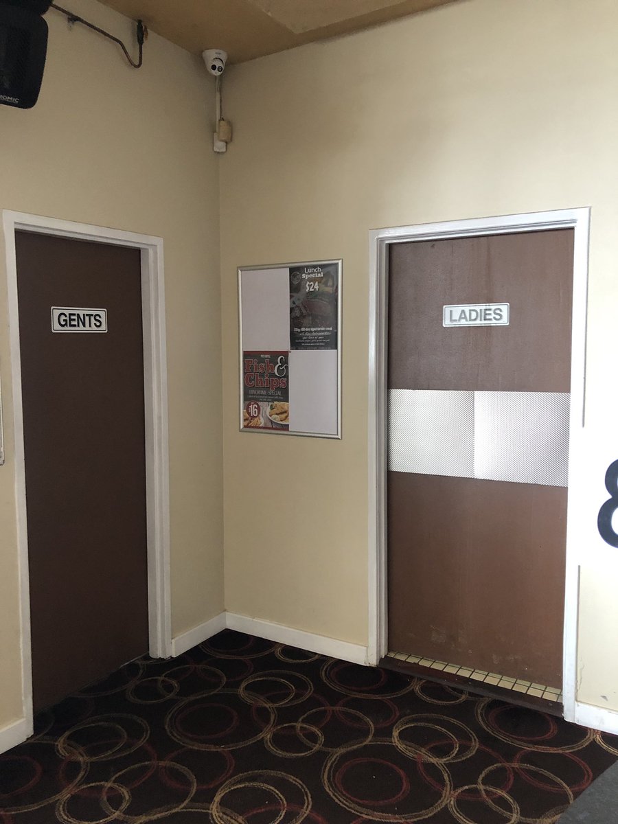 PedroChizo's tweet photo. Q. Why is the Women’s toilet door much wider than the Men’s?
A. Women always go to the toilet in pairs https://t.co/LGrpQrG8Vb