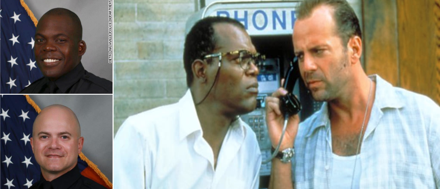 tmticker's tweet image. Two of the #cops who evacuated downtown #nashville after a voice said there is a bomb about to detonate. Good stuff for a #movie! #BruceWillis #johnmcclane #diehard #codeblue @SamuelLJackson @brucewillis321