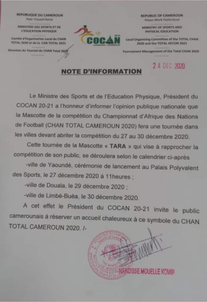 CHAN TOTAL CAMEROUN 2020