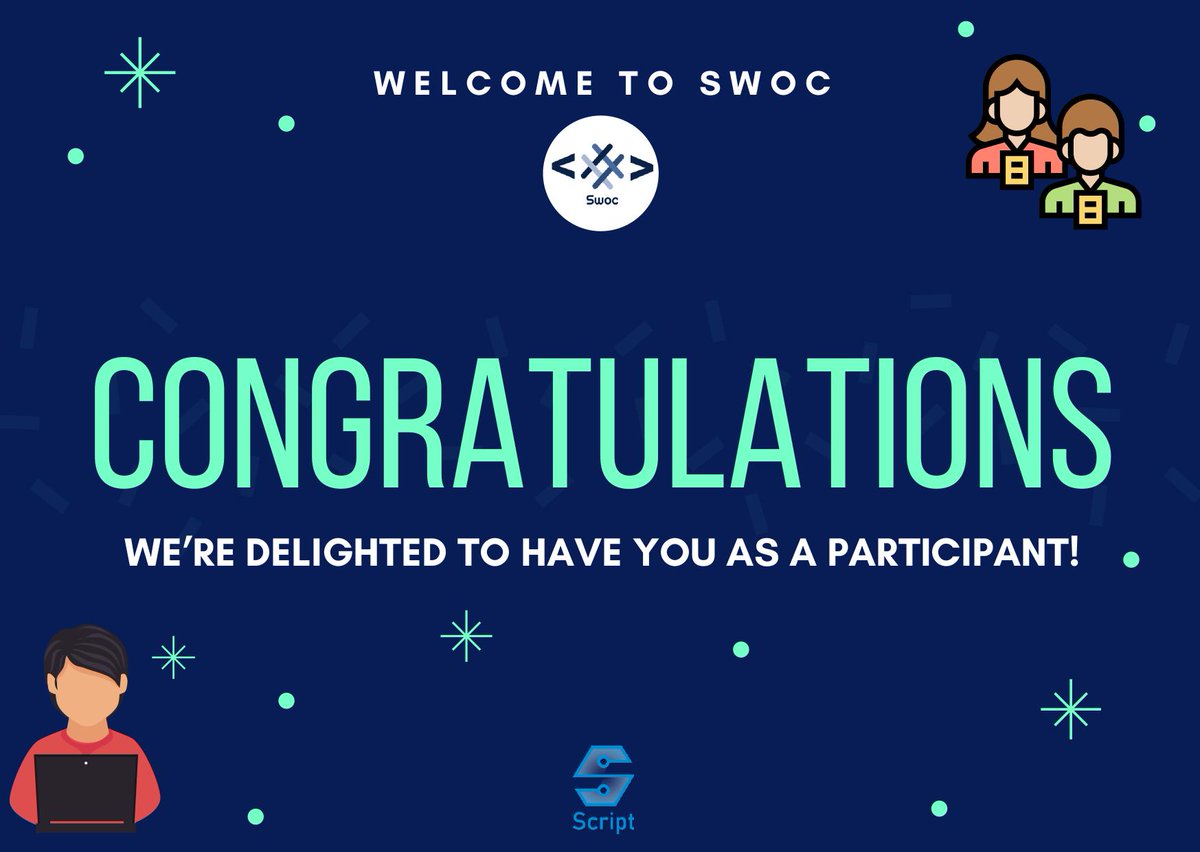 SinghaniaAdvik's tweet photo. Happy to be a part of SWoC 2021 Program as a participant ! π
Eager to learn as much as I can and gain experience in open source contributions.
@SWOC12 #SWoC #opensource @ScriptFoundati1 #scriptfoundation https://t.co/0BsebdFXHs