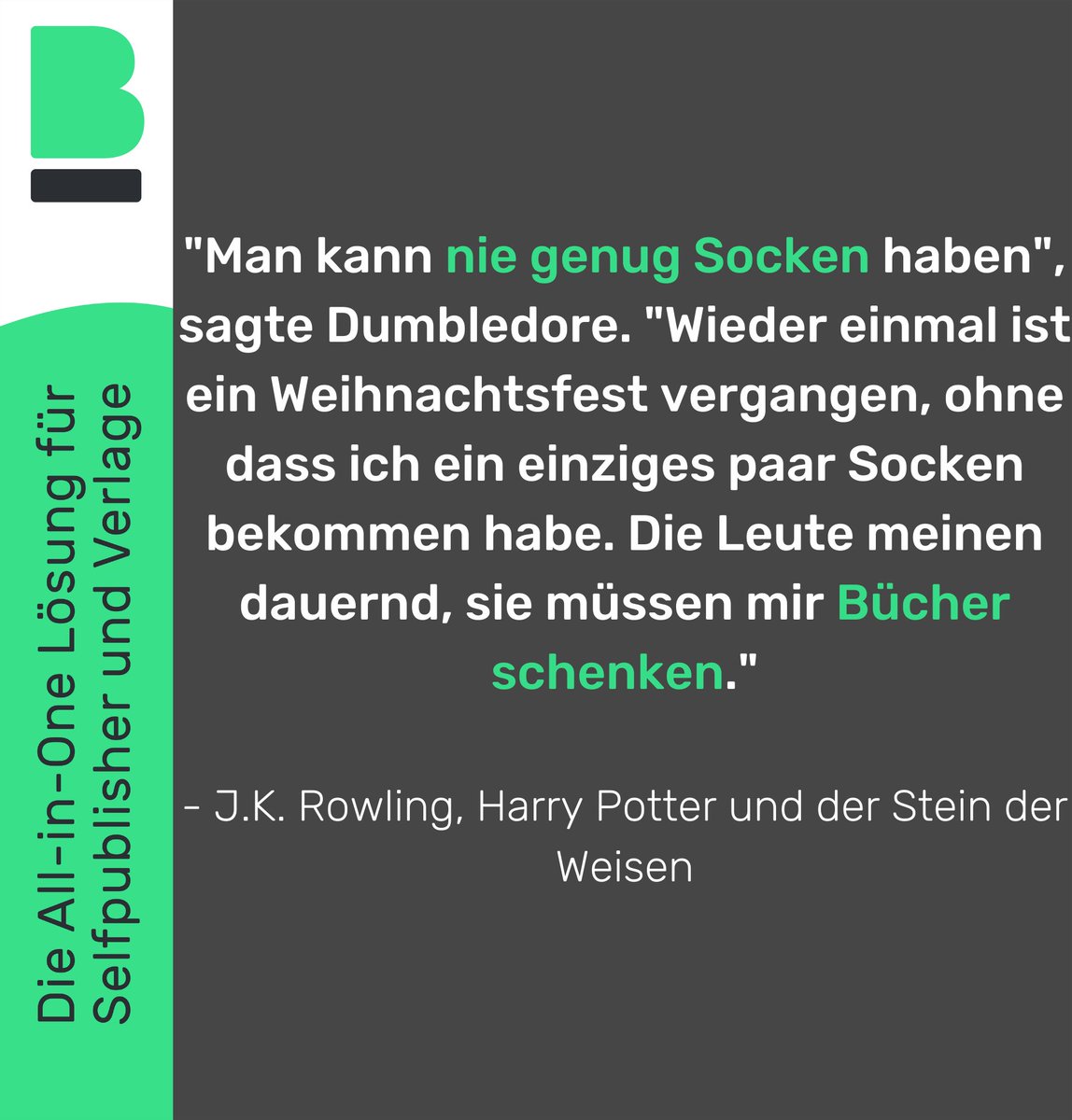 Bücher oder Socken?🎅

Die All-in-One Lösung für Selfpublisher und Verlage⁠
▶#𝐁𝐮𝐮𝐤 𝐤𝐨𝐬𝐭𝐞𝐧𝐥𝐨𝐬 𝐭𝐞𝐬𝐭𝐞𝐧: buuk.app⁠
⁠
#zitat #zitate #quote #StayAtHomeWriteABook