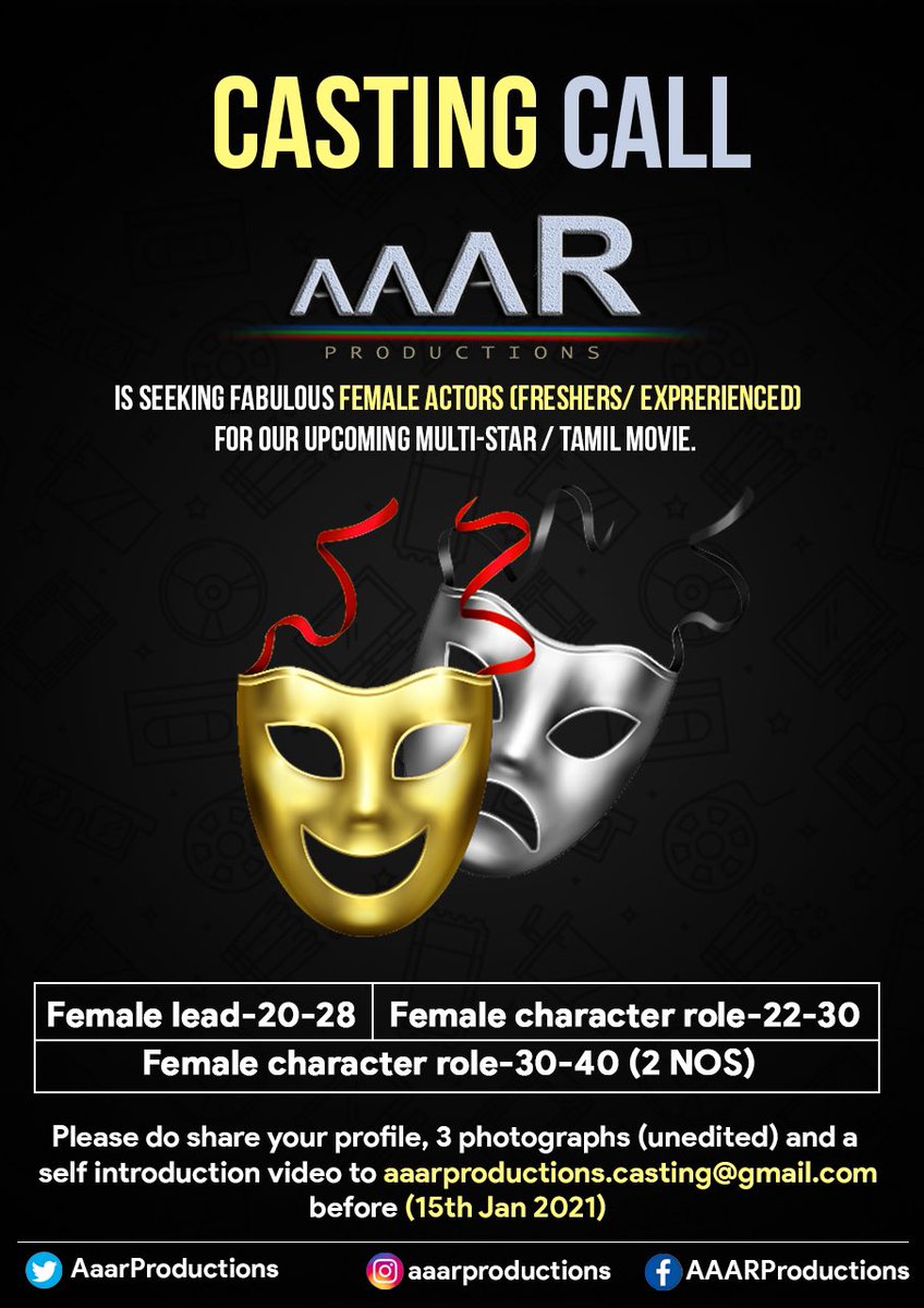 Grab the opportunity!
#AAAARproductions#LavanPrakash #KushanPrakash #tamilfilm #ProductionNo1 #casting <a href="/AaarProductions/">AAAR Productions</a> <a href="/DoneChannel1/">Done Channel</a> <a href="/jishnulaxmanpr/">Jishnu Laxman</a>