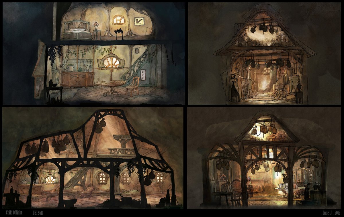 Ils en ont ensuite extrait des tâches afin de confectionner des brushes personnalisées, c’est-à-dire des pinceaux numériques qui utiliseraient et déclineraient leurs empreintes picturales « papiers » sur ordinateur ! #conceptart