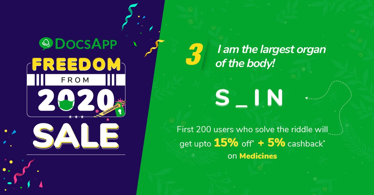 DocsApp_in's tweet image. #ContestAlert #GuessAndApply
We are back again with the last one for the day but still have more in the queue.
Unlock your special discount by guessing the coupon code below.
#DocsApp #MediBuddy #AapkaHealthBuddy #Contest #FreedomSale #OfferAlert