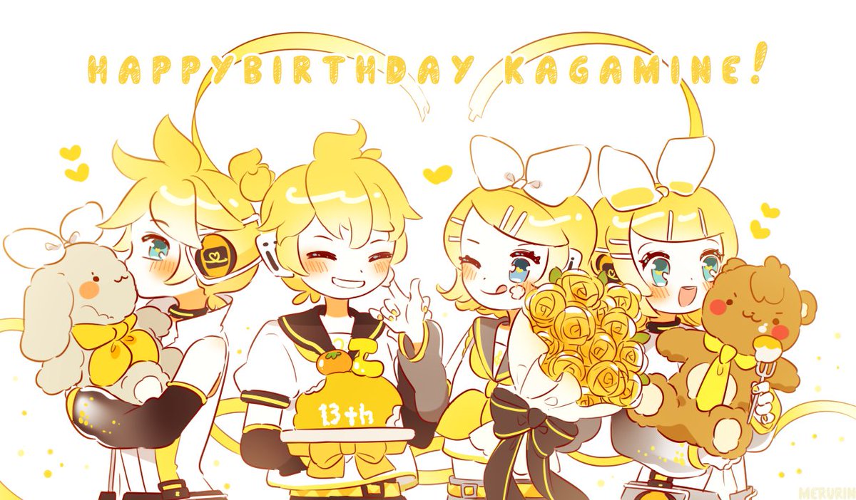 鏡音レン ,鏡音リン 「リンレン!!!誕生日!!!おめでとう!!!Happybirthday Rin L」|🍌ᴍᴇʀᴜʀɪɴ🍊のイラスト