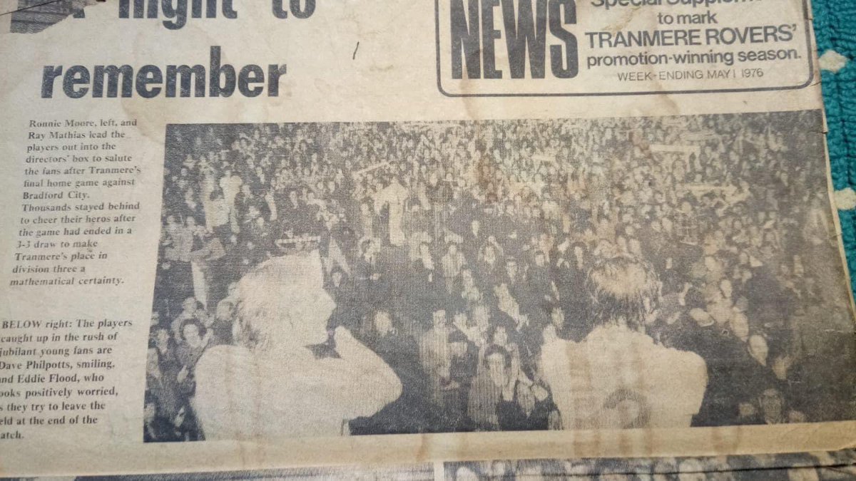 April 1976, and a memorable night for those there as goals from Dave Philpotts, Ronnie Moore (his 34th in the league and John James in a 3.3 draw gave Rovers the point they needed to secure promotion #SWA  #TRFC